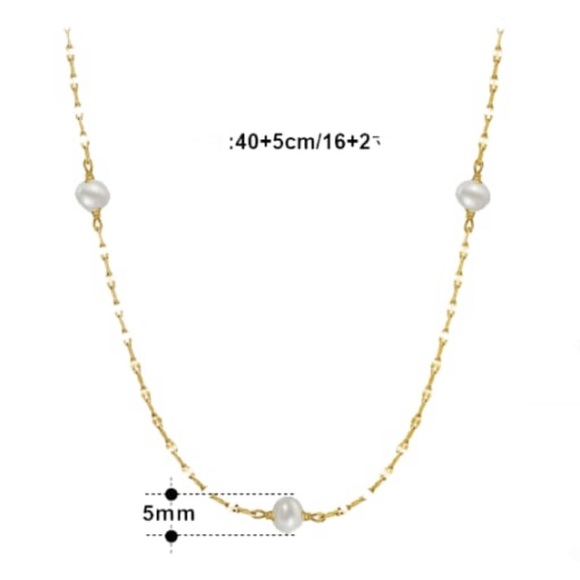 18k Gold Plated Over 925 Sterling Silver Freshwater Pearl Necklace - Picture 6 of 6